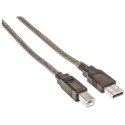 Manhattan 510424 kabel USB 11 m USB 2.0 USB A USB B Srebrny Manhattan