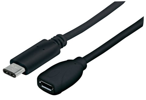 Manhattan Hi-Speed USB C, 15cm kabel USB 0,15 m USB 2.0 Micro-USB B Czarny Manhattan