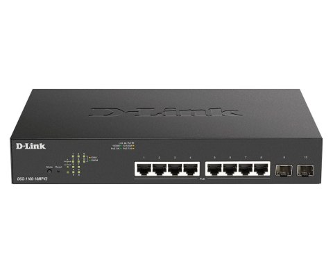 D-Link DGS-1100-10MPV2 Zarządzany L2 Gigabit Ethernet (10/100/1000) Obsługa PoE 1U Czarny D-Link