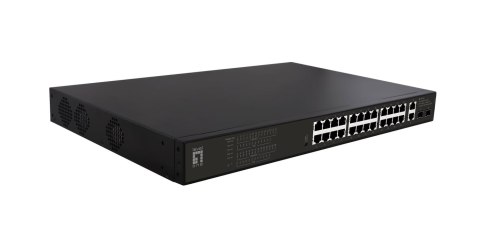 LevelOne GEP-2821 łącza sieciowe Nie zarządzany Gigabit Ethernet (10/100/1000) Obsługa PoE 1U Czarny LevelOne