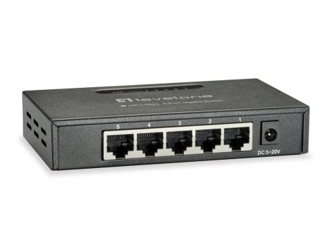 LevelOne GEU-0523 łącza sieciowe Nie zarządzany Gigabit Ethernet (10/100/1000) Czarny LevelOne