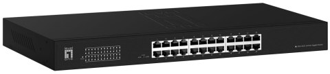 LevelOne Switch 24x GE GEU-2431 19\" Rack Mount Kit Nie zarządzany Gigabit Ethernet (10/100/1000) 1U Czarny LevelOne