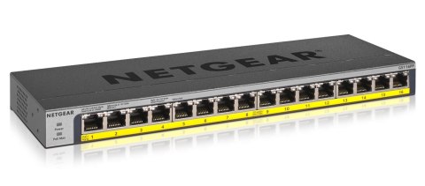 NETGEAR GS116PP Nie zarządzany Gigabit Ethernet (10/100/1000) Obsługa PoE Czarny NETGEAR