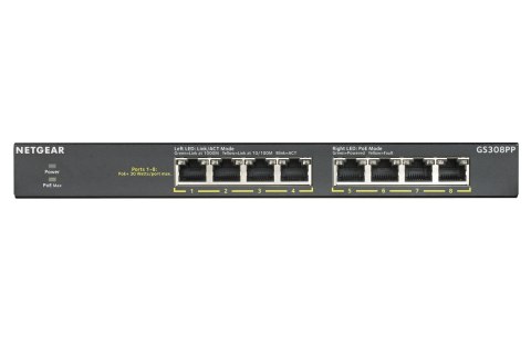 NETGEAR GS308PP Nie zarządzany Gigabit Ethernet (10/100/1000) Obsługa PoE Czarny NETGEAR