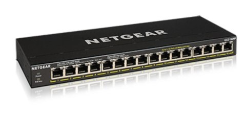 NETGEAR GS316PP Nie zarządzany Gigabit Ethernet (10/100/1000) Obsługa PoE Czarny NETGEAR