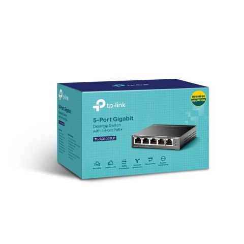 TP-Link TL-SG1005LP łącza sieciowe Nie zarządzany Gigabit Ethernet (10/100/1000) Obsługa PoE Czarny TP-Link