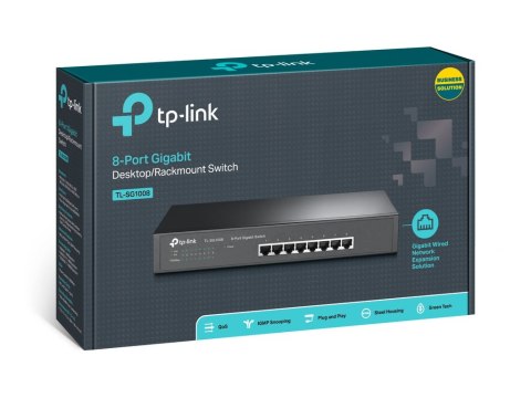 TP-Link TL-SG1008 łącza sieciowe Nie zarządzany Gigabit Ethernet (10/100/1000) Czarny TP-Link