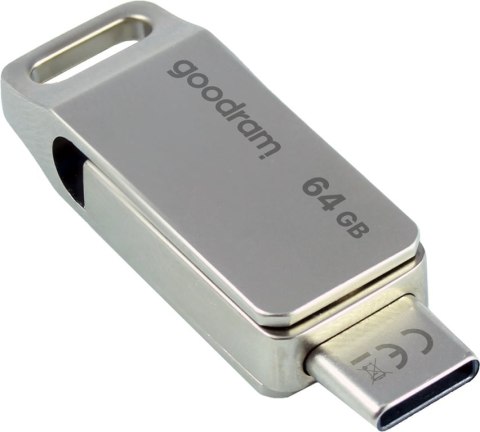 Goodram ODA3 pamięć USB 64 GB USB Type-A / USB Type-C 3.2 Gen 1 (3.1 Gen 1) Srebrny Goodram