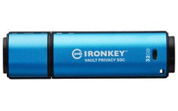 Kingston Technology IronKey Vault Privacy 50 pamięć USB 32 GB USB Type-C 3.2 Gen 1 (3.1 Gen 1) Czarny, Niebieski Kingston Technology