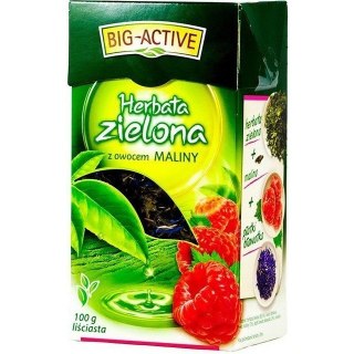 BIG-ACTIVE Herbata Big-Active 100g zielona z owocem maliny