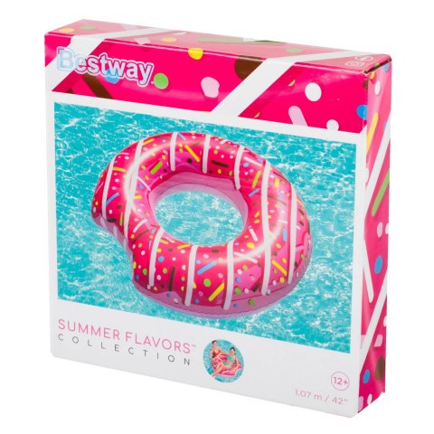 BESTWAY 36118 Kółko do pływania koło dmuchane Donut różowe 107cm max 100kg