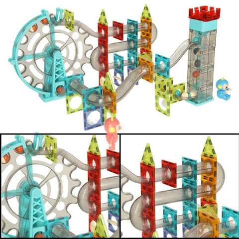 Klocki magnetyczne magnetic sticks marble tor kulkowy z dźwiękiem muzyką grający 118 elementów