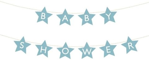 Baner napis na baby shower gwiazdki jasnoniebieskie 290cm x 16,5cm