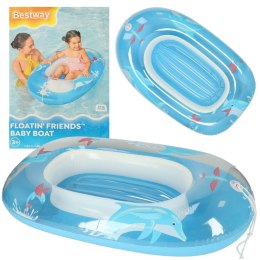 BESTWAY 34037 Kółko do pływania dla niemowląt koło pontonik dla dzieci dmuchany z siedziskiem łódka ponton niebieski 3+ 45kg