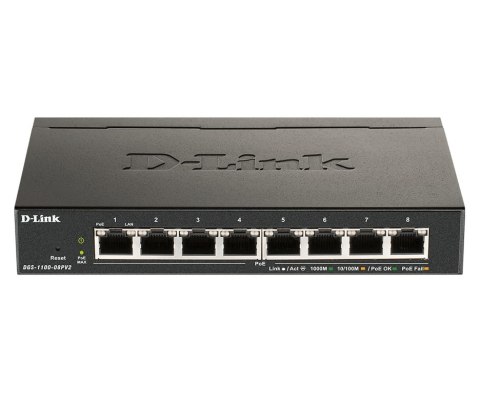 D-Link DGS-1100-08PV2 Zarządzany L2/L3 Gigabit Ethernet (10/100/1000) Obsługa PoE Czarny D-Link