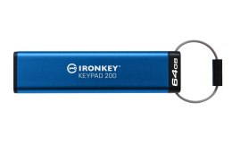 Kingston Technology IronKey Keypad 200 pamięć USB 64 GB USB Typu-A 3.2 Gen 1 (3.1 Gen 1) Niebieski Kingston Technology