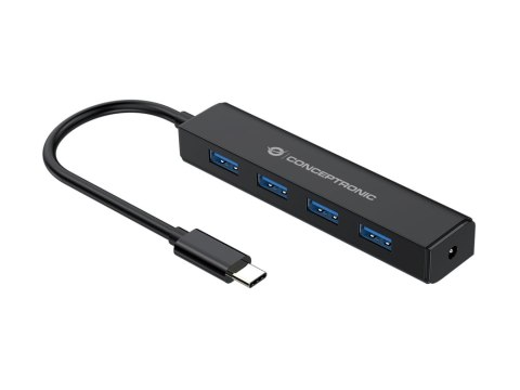 Conceptronic CTC4USB3 huby i koncentratory USB 3.2 Gen 1 (3.1 Gen 1) Type-C 5000 Mbit/s Czarny Conceptronic