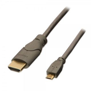 Lindy 0.5m HDMI - USB 2.0 Micro B M/M 0,5 m Micro USB Czarny, Antracyt Lindy