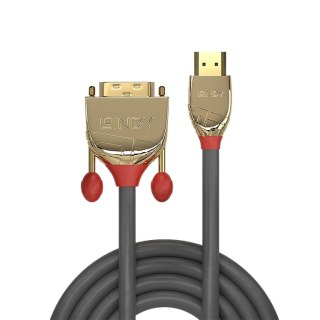 Lindy 36195 adapter kablowy 2 m HDMI Typu A (Standard) DVI-D Złoto, Szary Lindy