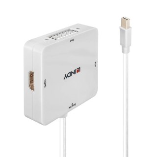 Lindy 38297 adapter kablowy 0,15 m Mini DisplayPort DVI-D + VGA (D-Sub) + HDMI Biały Lindy