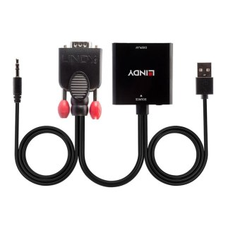 Lindy 38284 adapter kablowy VGA (D-Sub) + 3.5mm HDMI + USB Czarny Lindy