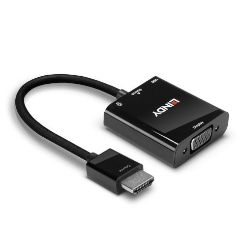 Lindy 38285 adapter kablowy 0,1 m HDMI Typu A (Standard) VGA (D-Sub) Czarny Lindy