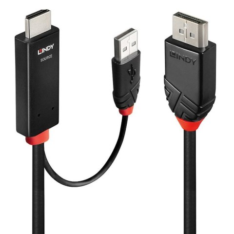 Lindy 41499 adapter kablowy 2 m HDMI + USB Type-A DisplayPort Czarny Lindy