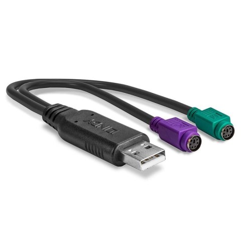 Lindy 42651 zmieniacz płci / kabli USB A 1.1 2 x Mini-DIN 6 Pin Czarny Lindy