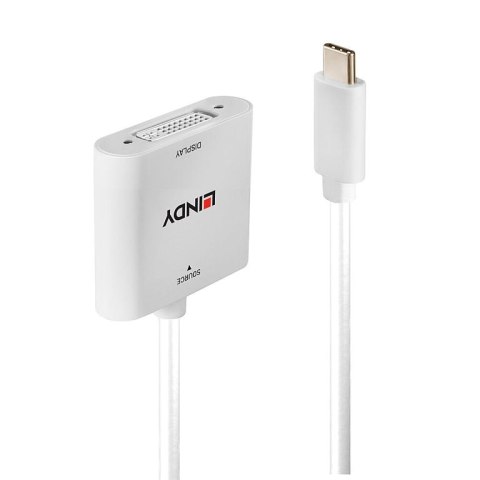 Lindy 43338 adapter kablowy 0,1 m USB Type-C DVI Biały Lindy