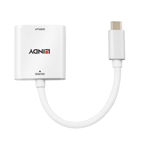 Lindy 43338 adapter kablowy 0,1 m USB Type-C DVI Biały Lindy