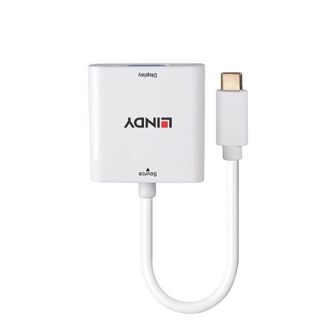 Lindy 43355 adapter kablowy USB Type-C VGA (D-Sub) Biały Lindy