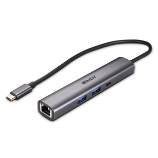 Lindy 43385 huby i koncentratory USB Type-C 10000 Mbit/s Szary Lindy