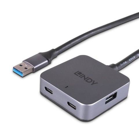 Lindy 43388 huby i koncentratory USB 3.2 Gen 1 (3.1 Gen 1) Type-A 5000 Mbit/s Czarny, Szary Lindy