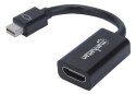 Manhattan 151528 adapter kablowy 0,12 m Mini DisplayPort HDMI Typu A (Standard) Czarny Manhattan