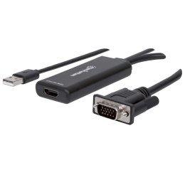 Manhattan 152426 adapter kablowy 1 m USB Type-A + VGA (D-Sub) HDMI Czarny Manhattan