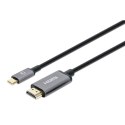 Manhattan 153607 adapter kablowy 2 m HDMI Typu A (Standard) USB Type-C Czarny, Srebrny Manhattan