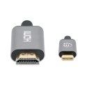 Manhattan 153607 adapter kablowy 2 m HDMI Typu A (Standard) USB Type-C Czarny, Srebrny Manhattan