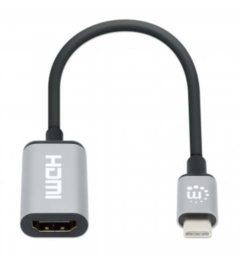 Manhattan 153706 adapter kablowy 0,15 m USB Type-C HDMI Czarny, Srebrny Manhattan