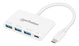 Manhattan 168434 huby i koncentratory USB 3.2 Gen 1 (3.1 Gen 1) Type-C 5000 Mbit/s Biały Manhattan