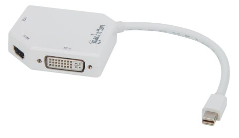 Manhattan 207362 adapter kablowy 0,25 m Mini DisplayPort DVI-I + VGA (D-Sub) + HDMI Biały Manhattan