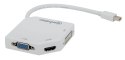 Manhattan 207362 adapter kablowy 0,25 m Mini DisplayPort DVI-I + VGA (D-Sub) + HDMI Biały Manhattan