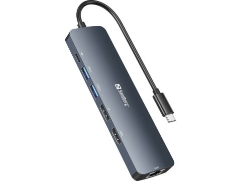 Sandberg 136-43 huby i koncentratory USB 3.2 Gen 1 (3.1 Gen 1) Type-C Szary Sandberg