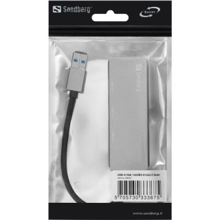 Sandberg 333-67 huby i koncentratory USB 3.2 Gen 1 (3.1 Gen 1) Type-A 5000 Mbit/s Szary Sandberg