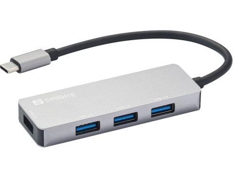 Sandberg 336-32 huby i koncentratory USB 3.2 Gen 1 (3.1 Gen 1) Type-C 5000 Mbit/s Szary Sandberg