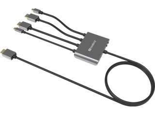 Sandberg 509-21 adapter kablowy 2 m HDMI Typu A (Standard) DisplayPort + Mini DisplayPort + HDMI + USB Type-C Czarny Sandberg