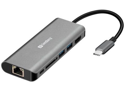 Sandberg USB-C Dock HDMI+LAN+SD+USB,61W Sandberg