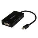 StarTech MDP2VGDVHD adapter kablowy 0,15 m Mini DisplayPort DVI-D + VGA (D-Sub) + HDMI Czarny StarTech.com