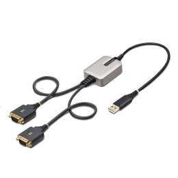 StarTech 2P1FFC-USB-SERIAL zmieniacz płci / kabli USB-A 2 x DB-9 RS-232 Czarny, Szary StarTech.com