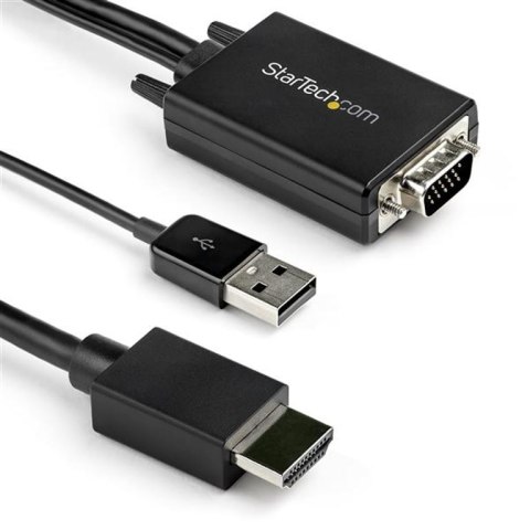 StarTech VGA2HDMM2M adapter kablowy 2 m USB Type-A + VGA (D-Sub) HDMI Typu A (Standard) Czarny StarTech.com