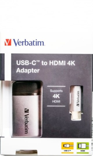 Verbatim 49143 adapter kablowy 0,1 m USB Type-C HDMI Czarny, Srebrny Verbatim